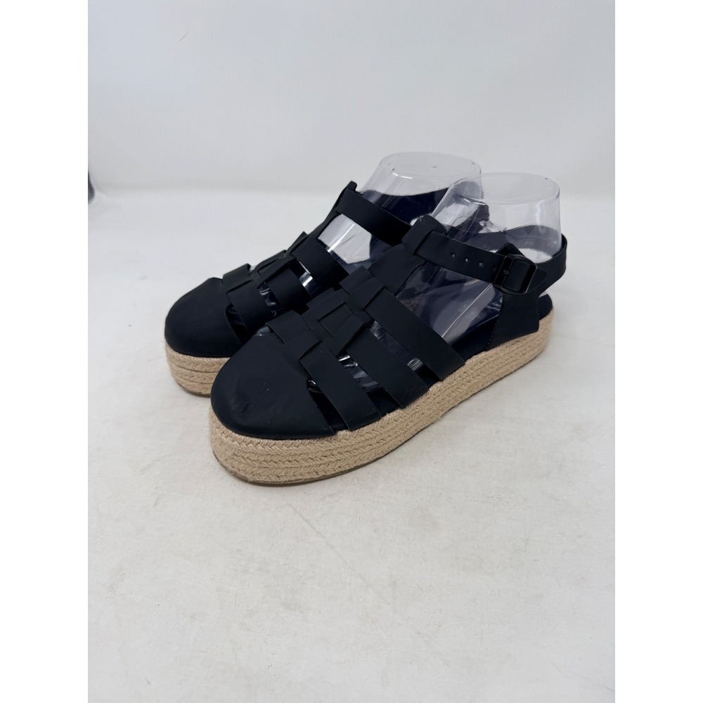 Zara Espadrille Fisherman Sandals Black 38 Platform Flatform Strappy Boho Summer